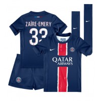 Billiga Paris Saint-Germain Warren Zaire-Emery #33 Barnkläder Hemma fotbollskläder till baby 2024-25 Kortärmad (+ Korta byxor)